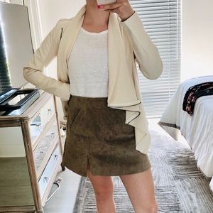 Blank NYC The Draped Ivory Asymmetrical Zip Jacket